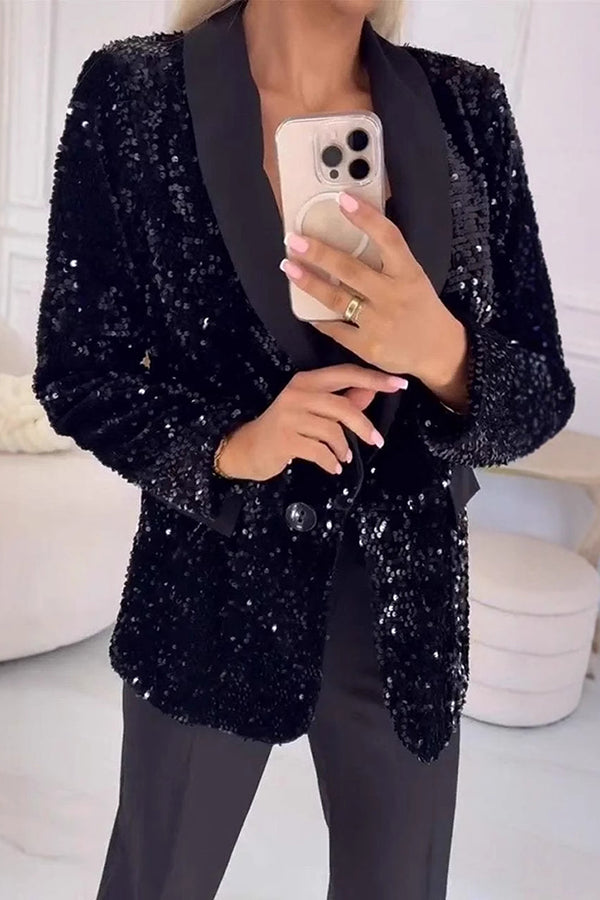 LUXARA™ -Shimmer Sequin Blazer