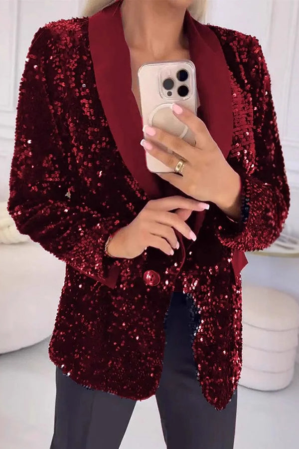 LUXARA™ -Shimmer Sequin Blazer