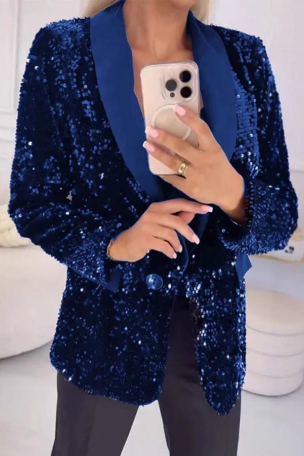 LUXARA™ -Shimmer Sequin Blazer